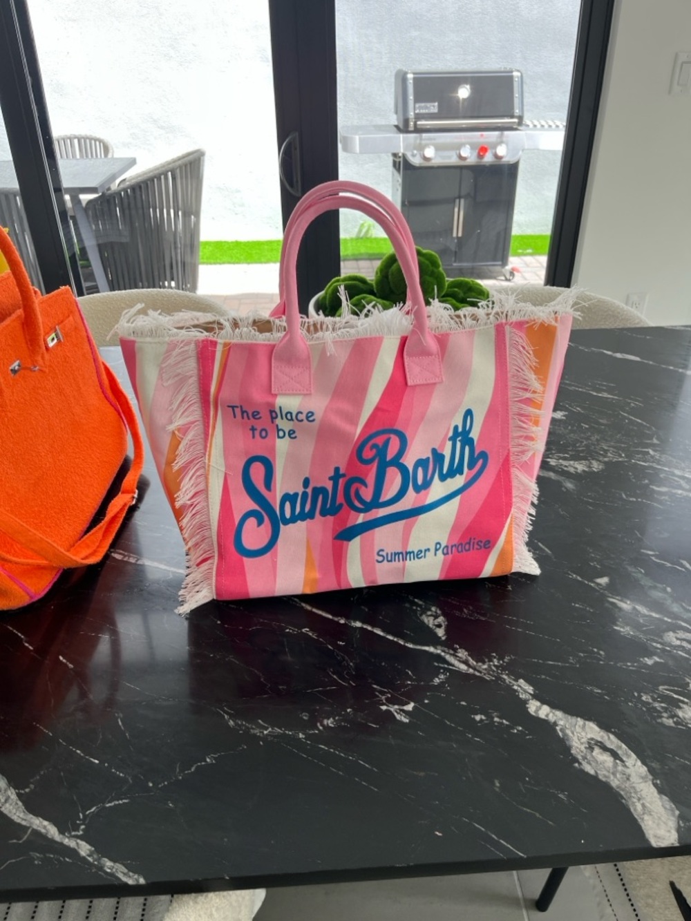 Pink Stripe Tote Bag - Summer Paradise